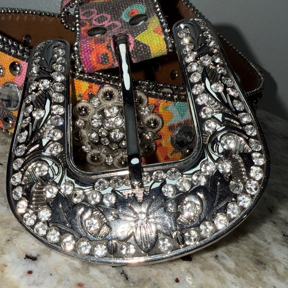 Blazin Roxx Multicolor Rhinestone Bling Embellished Western Leather Belt Size XL - Picture 11 of 15